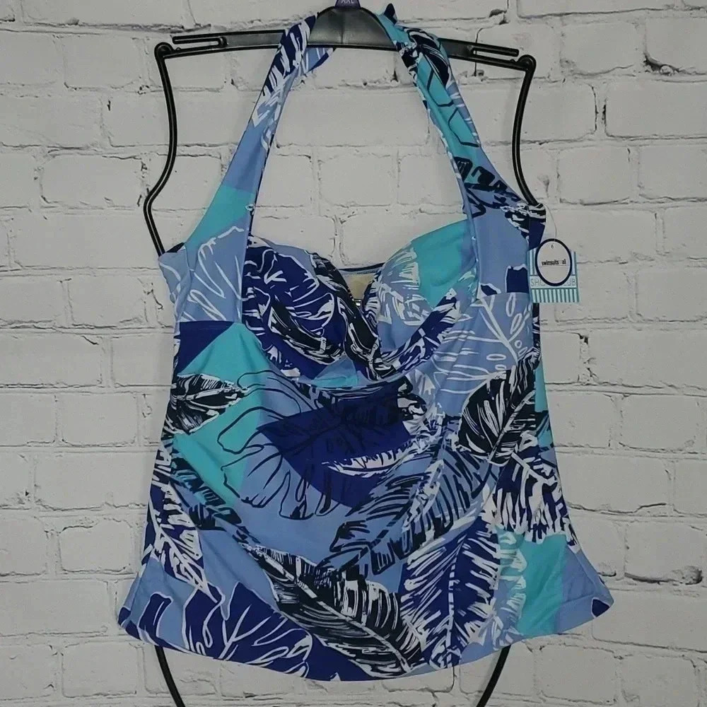 Halter Tankini with Twisted Front and Padded Cups NWT